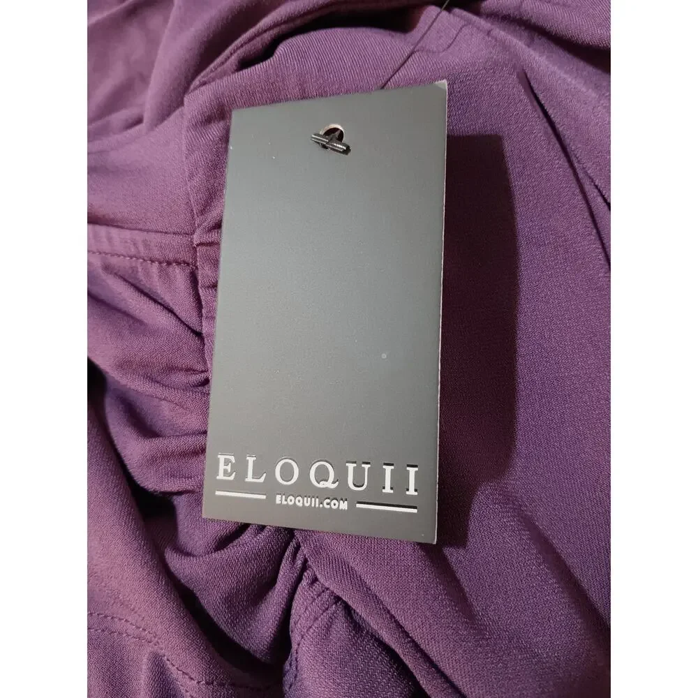 NEW ELOQUII Draped Faux Wrap Top Blouse 14/16‎ XL Stretch Purple Career Event